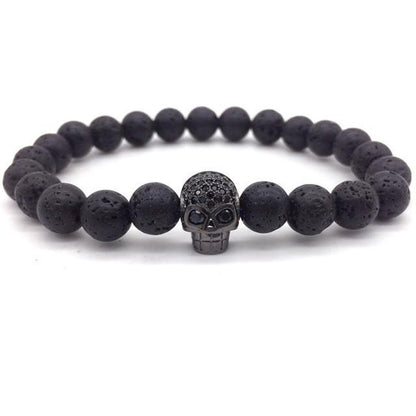 Unisex Skull Charm Bracelet – Copper Beaded Bracelet for Edgy & Everyday Wear