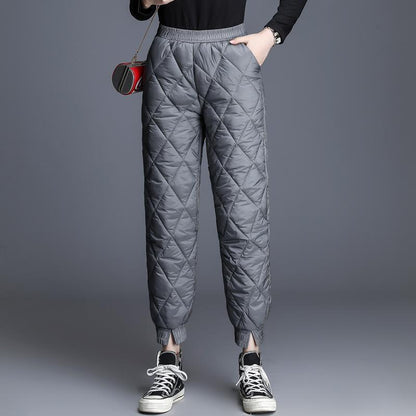 Women’s Winter Down Cotton Trousers – Warm Duck Down Insulated Streetwear Pants