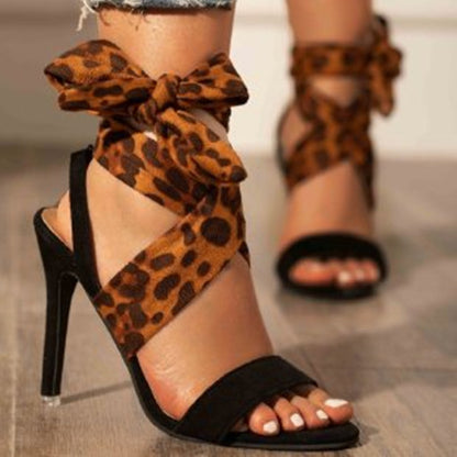 Womens Leopard Design Ankle Strap Summer Shoes
