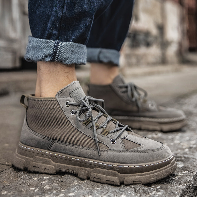 Platform Martin Boots for Men – Comfortable Mid-Tube Casual Footwear with Rubber Sole