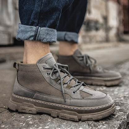 Platform Martin Boots for Men – Comfortable Mid-Tube Casual Footwear with Rubber Sole