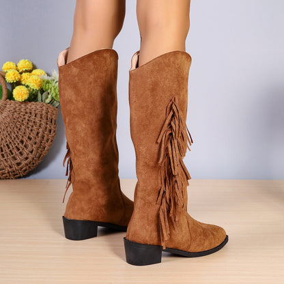 Chic Tassel Design Western Style Women Long Boots