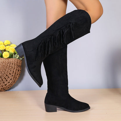 Chic Tassel Design Western Style Women Long Boots