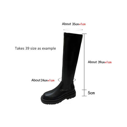 Thick Sole Knee-High Boots for Women | Long Knight-Style PU Leather Boots with Chunky Heel