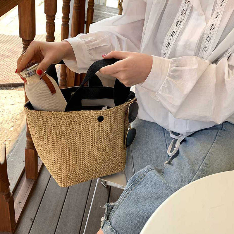 Casual Rattan Shoulder Bag Bucket Shape Summer Boho 2025 Trend