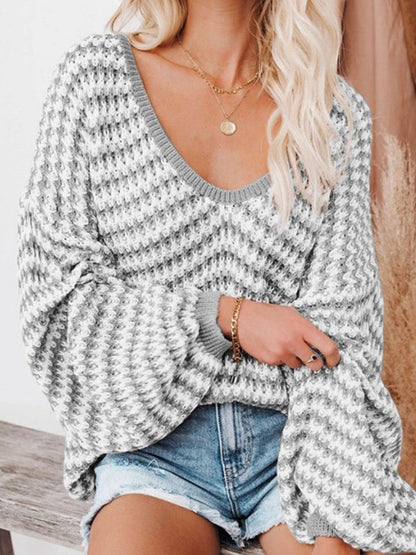 Loose Wavy Stripe Knit Sweater – Cozy Meets Cool