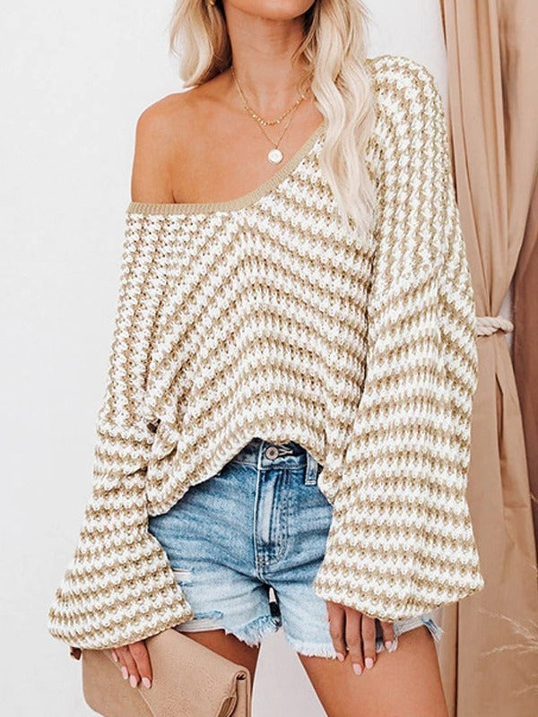 Loose Wavy Stripe Knit Sweater – Cozy Meets Cool
