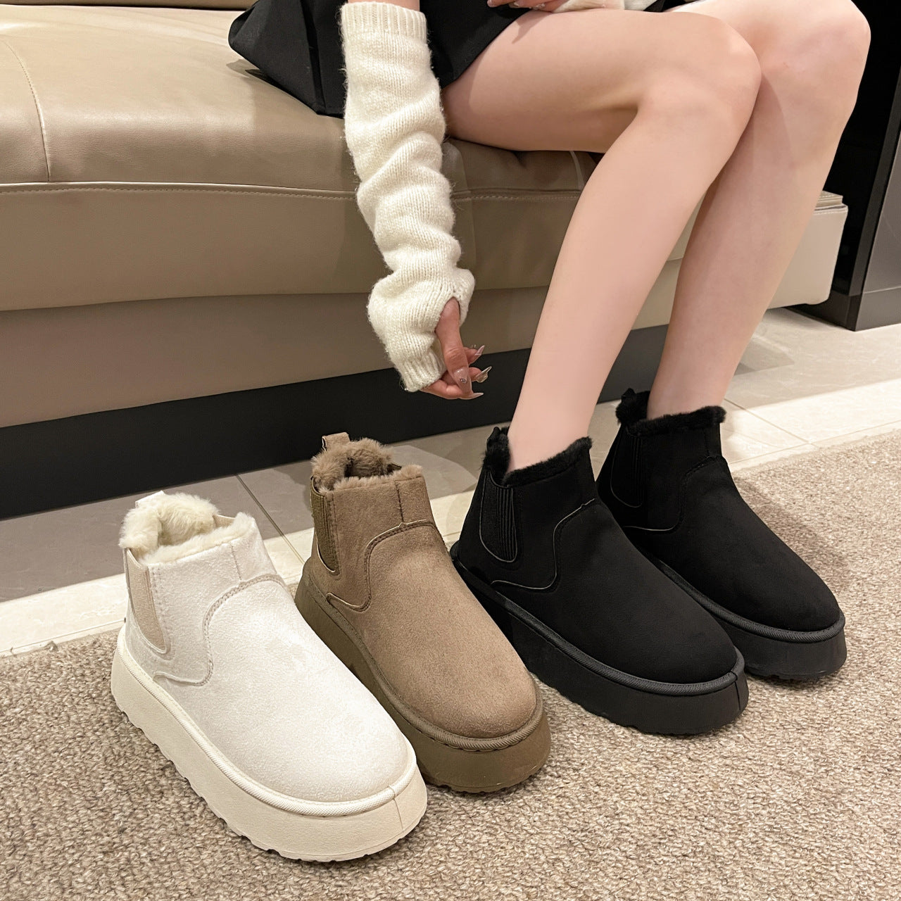 Women Casual Furry Softener Warm Snow Boots