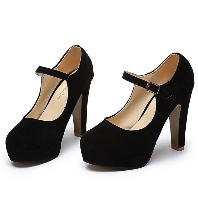 Mary Jane Heels Attractive Elegant Women Strap Buckle Shoes