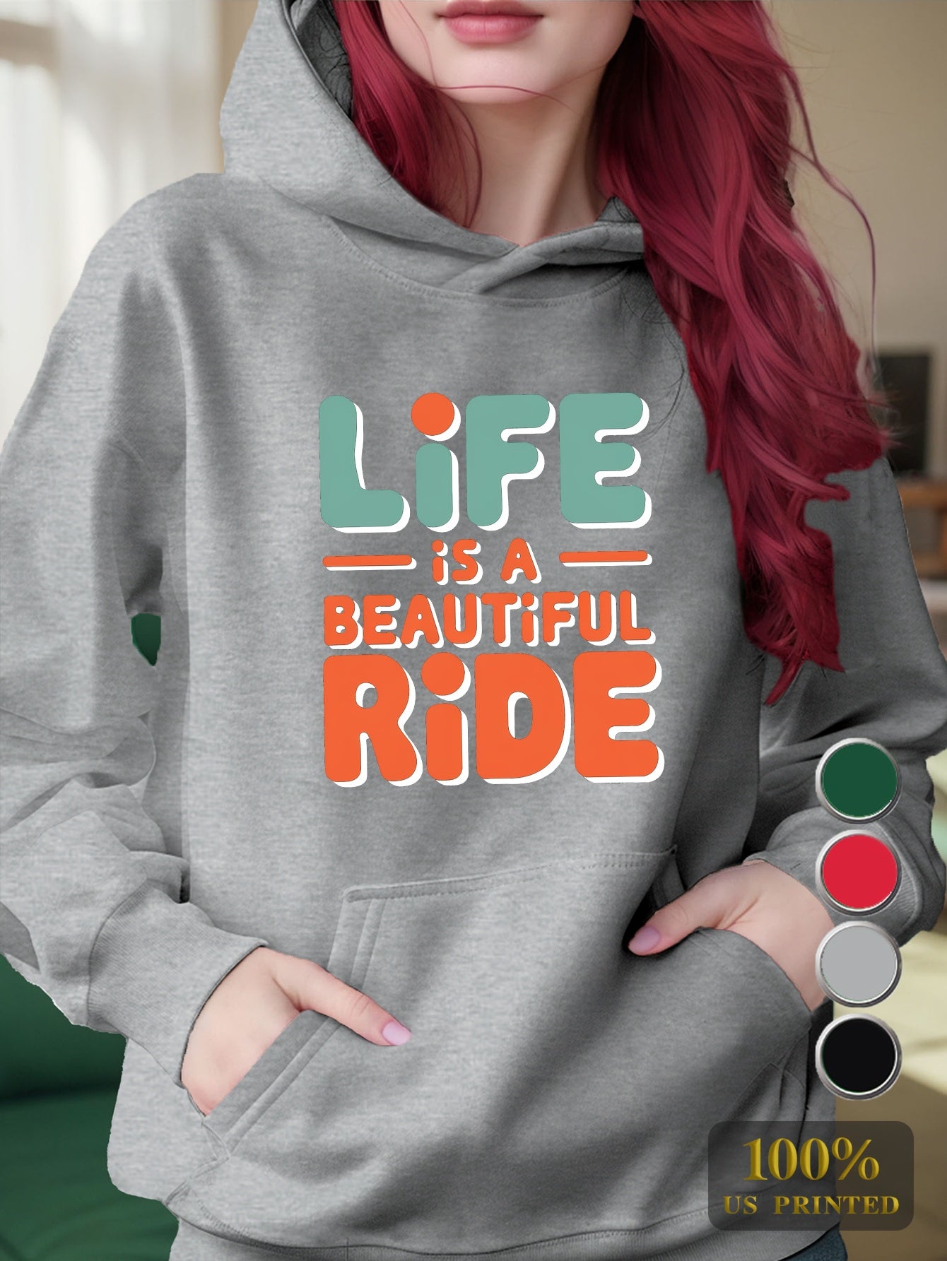 Life Is Beautiful Ride Women’s Hoodie – Cozy Graphic Pullover Sweatshirt for Casual Fall/Winter Style