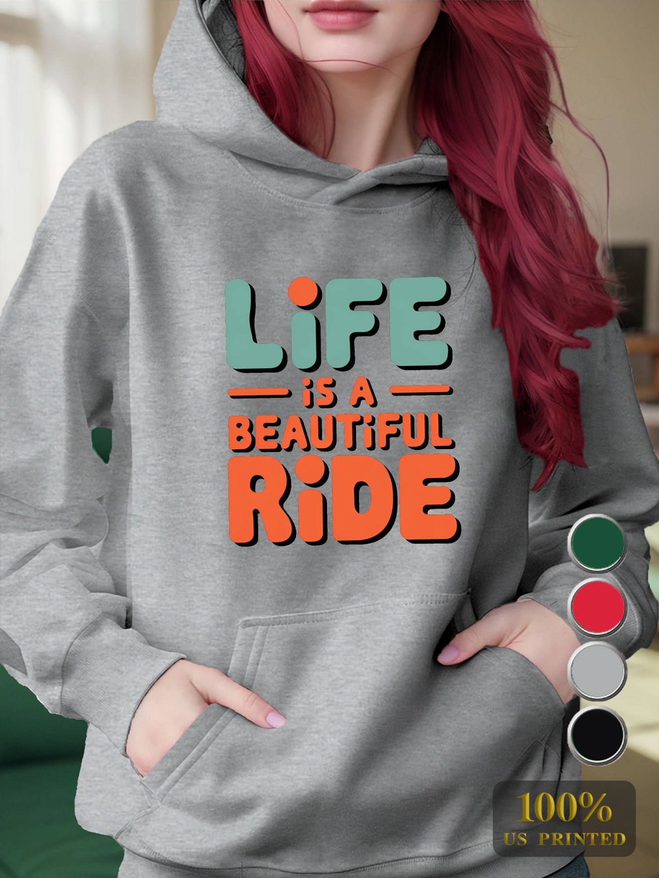 Life Is Beautiful Ride Women’s Hoodie – Cozy Graphic Pullover Sweatshirt for Casual Fall/Winter Style