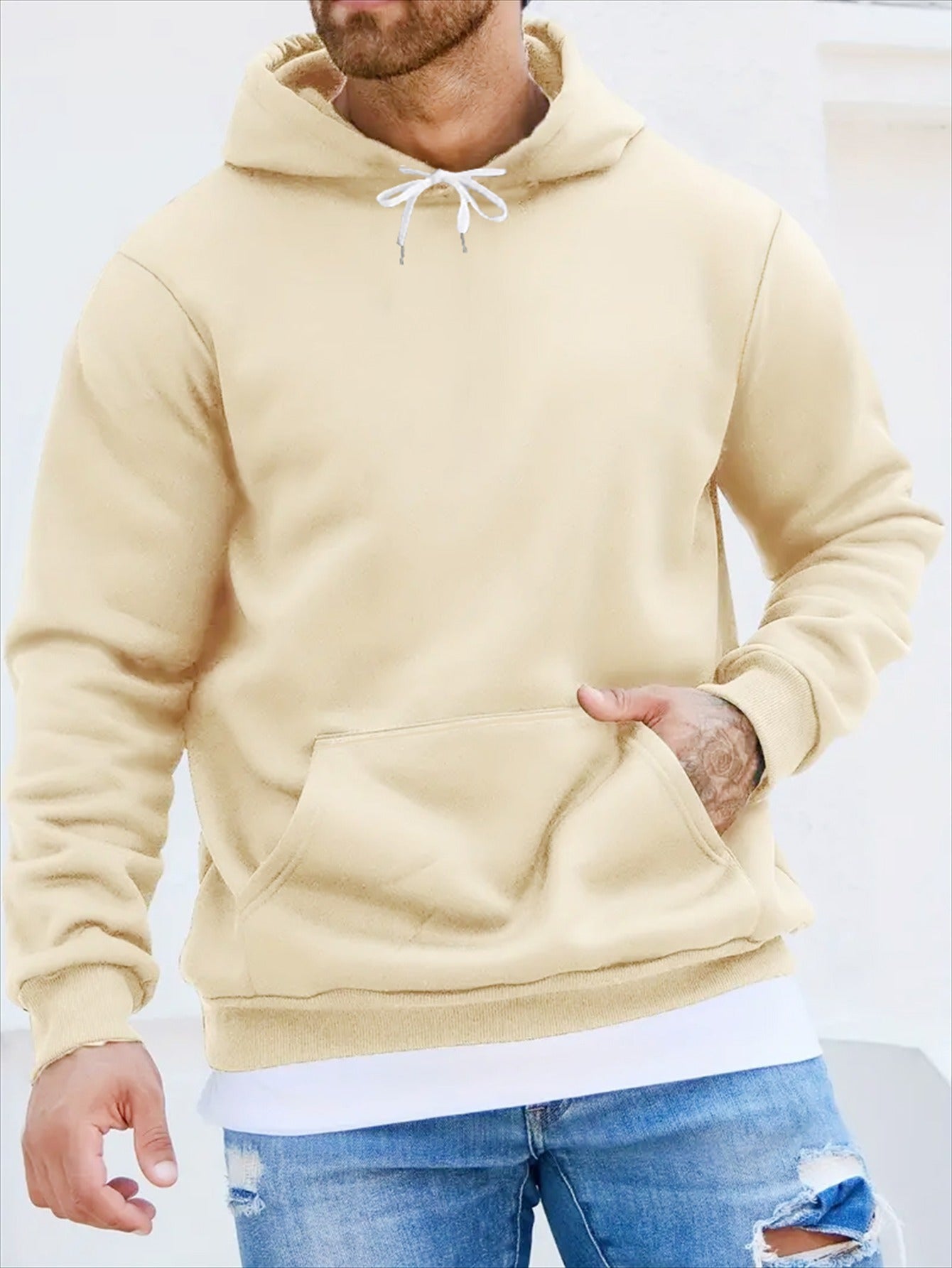 Men’s Graphic Print Hoodie – Casual Cotton Blend Pullover Sweatshirt for Fall/Winter Streetwear