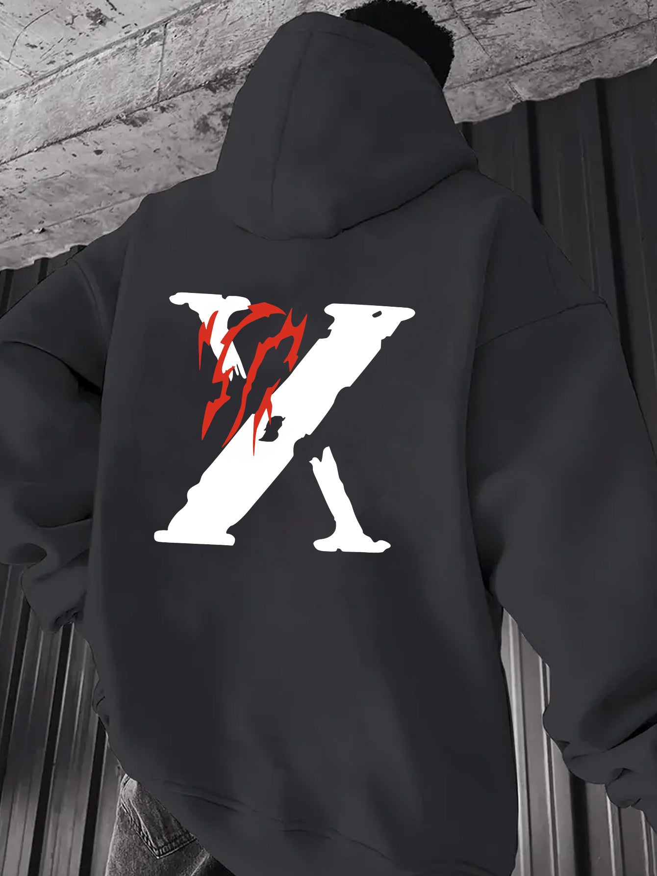 Men’s Graphic Print Hoodie – Casual Cotton Blend Pullover Sweatshirt for Fall/Winter Streetwear