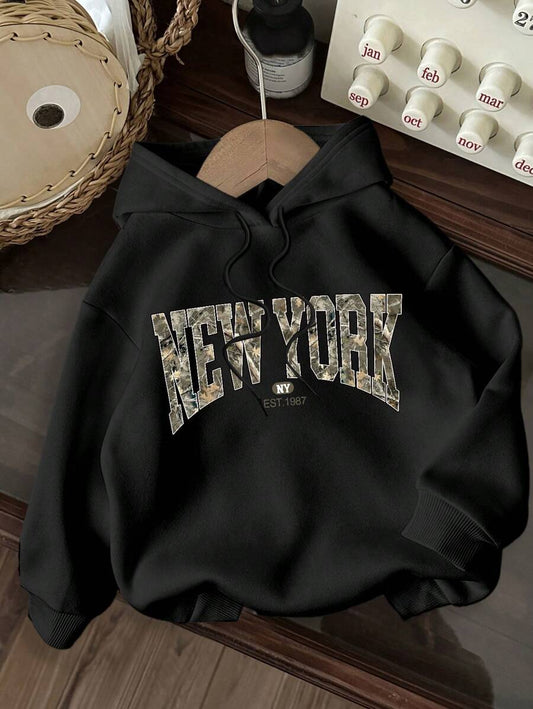 Cozy Streetwear Fashion New York Printed Cool Hoodies