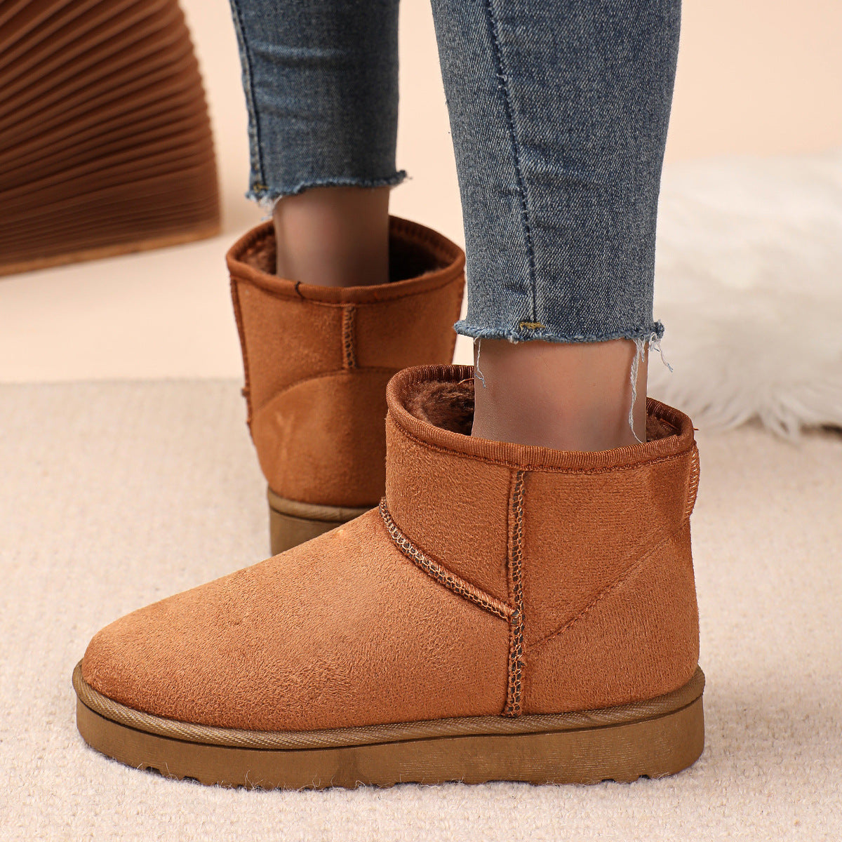 Womens Non Slip Waterproof Winter Snow Boots Platform Ankle Boots With Warm Cotton Padded Shoes Botas De Mujer