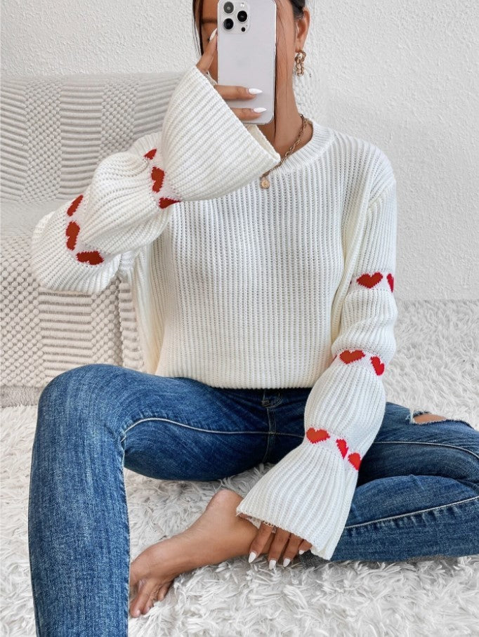 Cozy Heart Jacquard Pullover – Sweet & Stylish Comfort