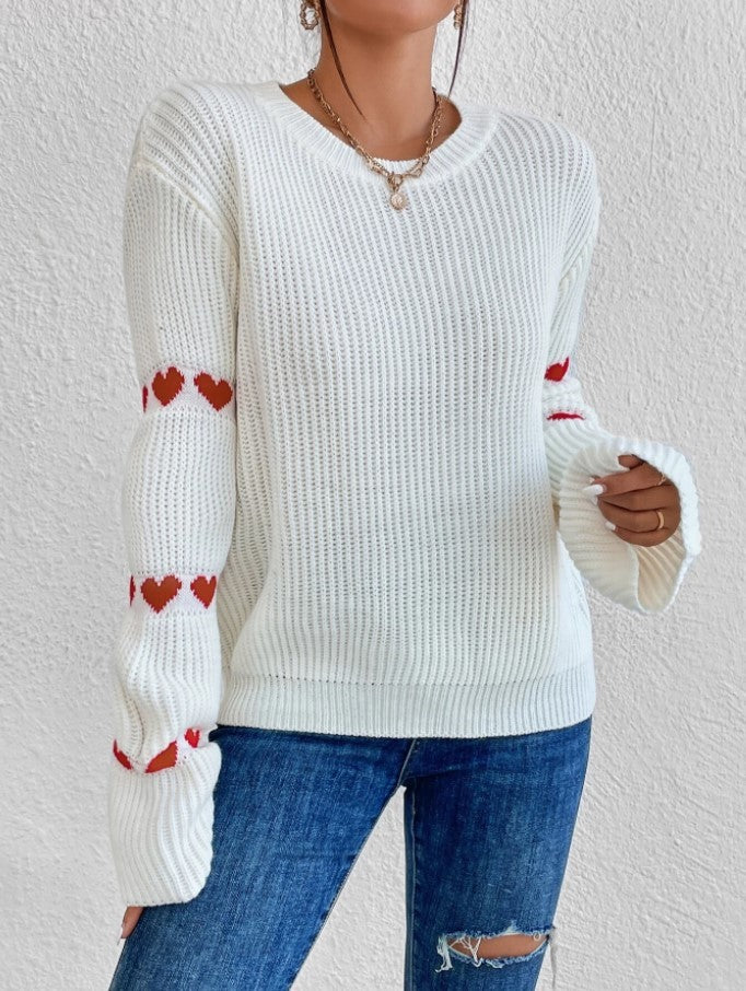 Cozy Heart Jacquard Pullover – Sweet & Stylish Comfort