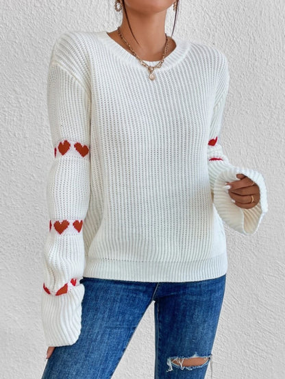 Cozy Heart Jacquard Pullover – Sweet & Stylish Comfort