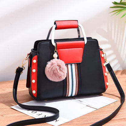 Chic PU Leather Shoulder Bag Beaded Flap Stylish