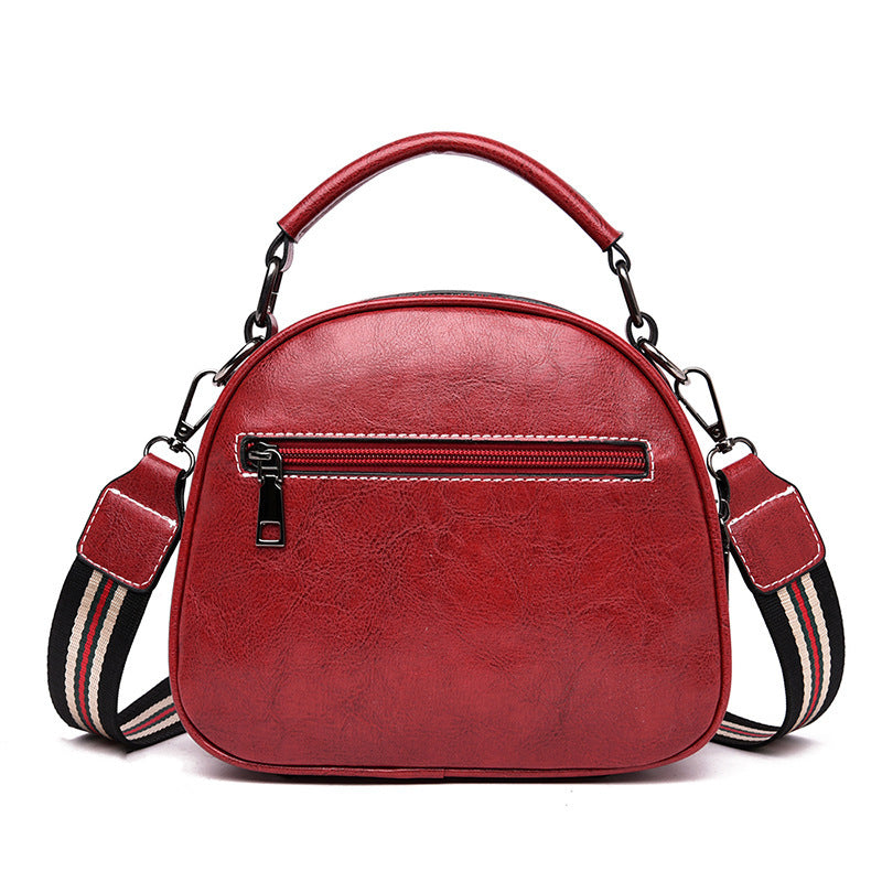Women's Oval Shoulder Bag Smooth PU Leather Trendy