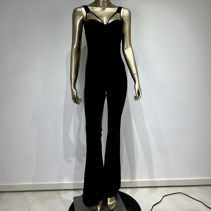 Bandage Backless High-Waist Jumpsuit for Women – Sexy Urban Street Style One-Piece