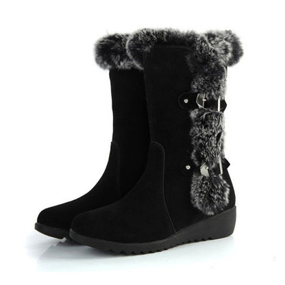 Korean-Style Suede Snow Boots for Women | Waterproof Winter Ankle Boots