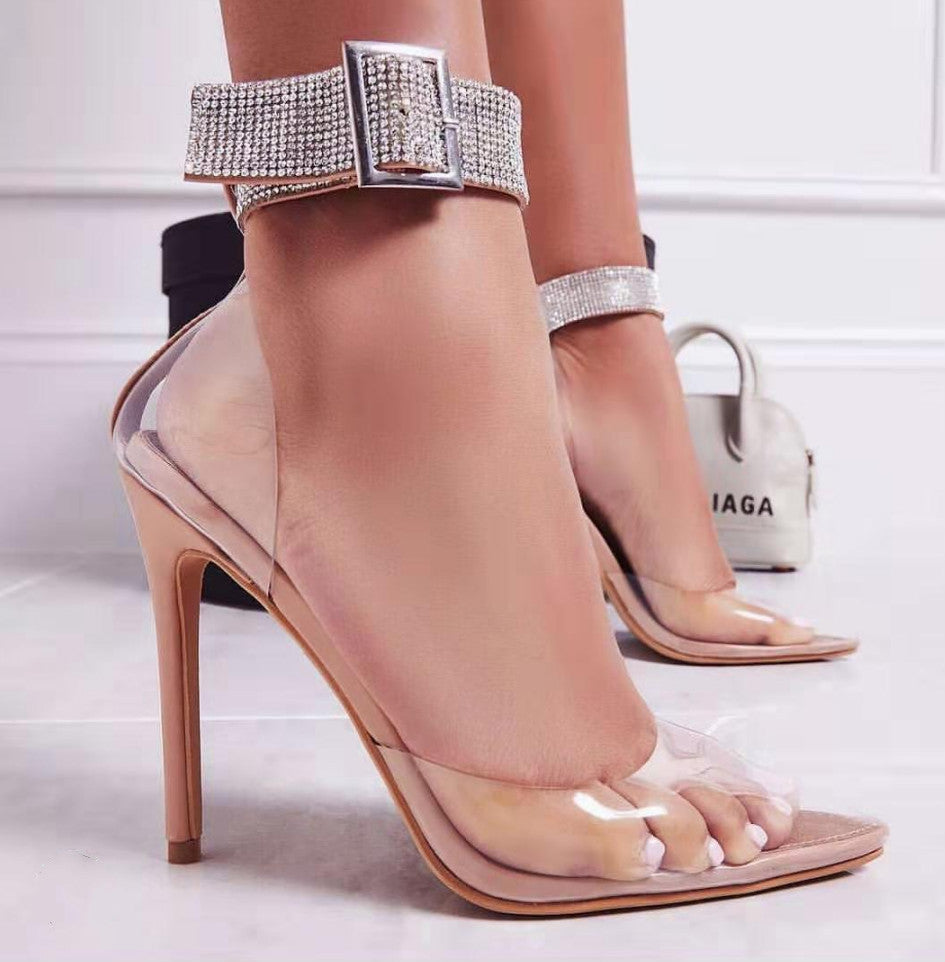 Rhinestone Gem Sexy Transparent Summer Women Shoes