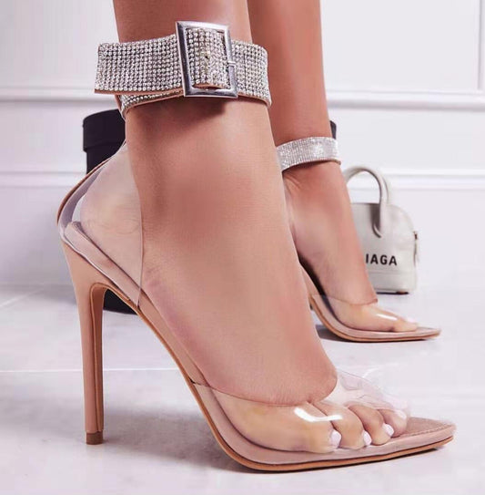 Rhinestone Gem Sexy Transparent Summer Women Shoes