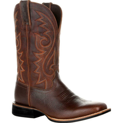 Womens Riveted Western Cowboy Boots Strap Design Versatile Soft Soled Ankle Boots