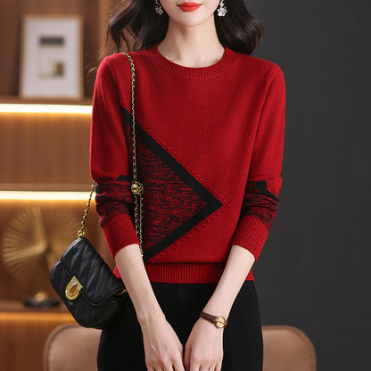 Womens Red Black White Harmony Knit Oversized Sweaters