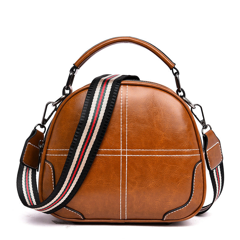 Women's Oval Shoulder Bag Smooth PU Leather Trendy