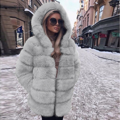 Faux Fur Suede Thick Women Winter Jackets