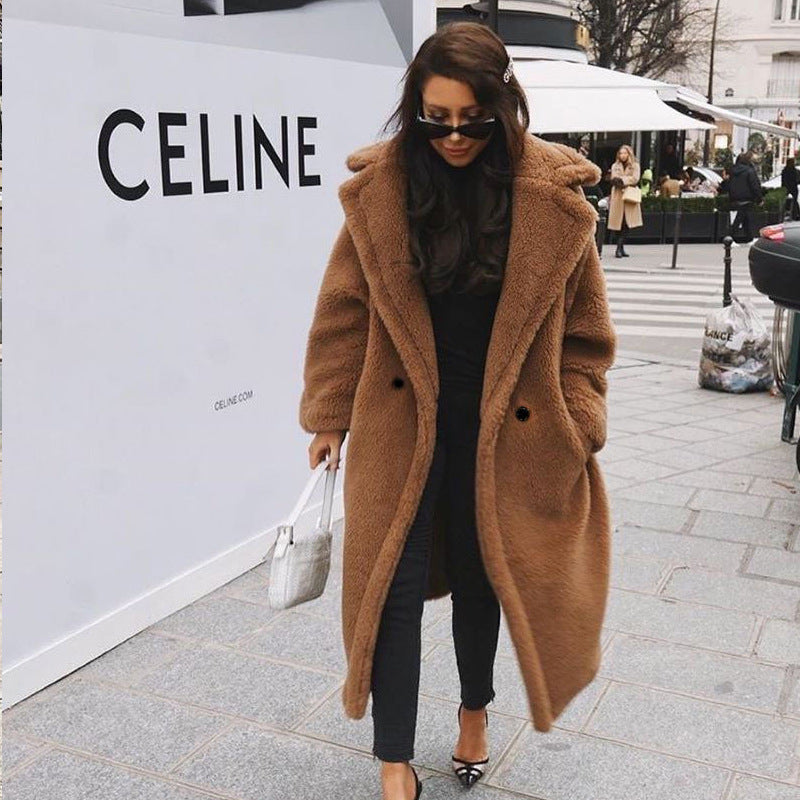 Women Fluffy Belted Elegant Outwear Coats