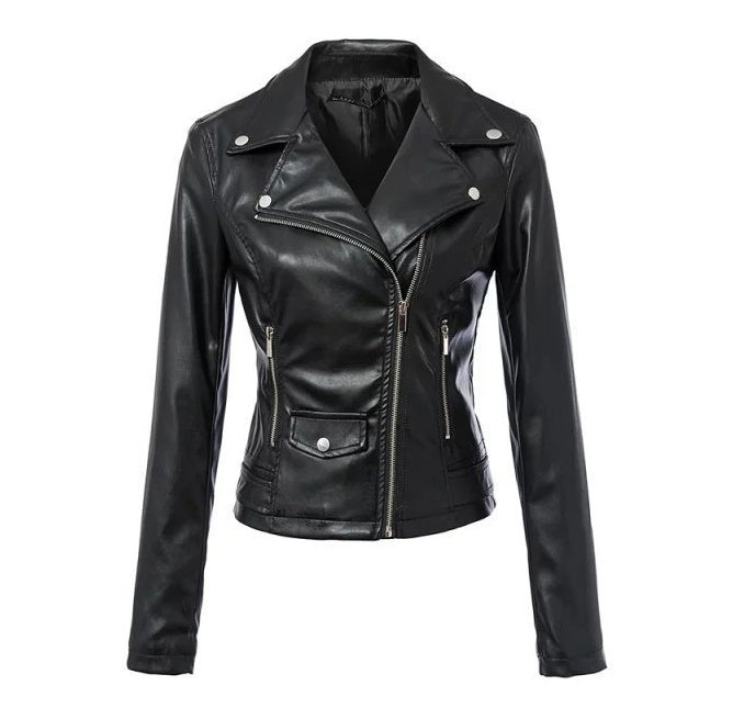 New Spring Autumn Style Turndown Collar Faux Leather Motorcycle Coats