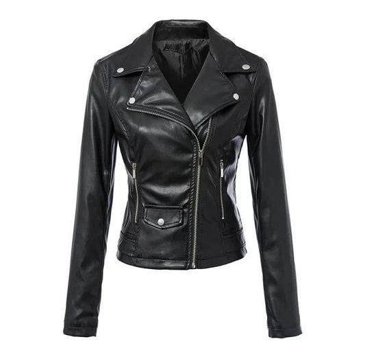 New Spring Autumn Style Turndown Collar Faux Leather Motorcycle Coats
