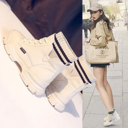 Women’s PU Leather Martin Short Boots | Korean Style Mid-Calf Boots for Everyday Wear