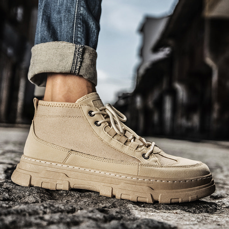 Platform Martin Boots for Men – Comfortable Mid-Tube Casual Footwear with Rubber Sole