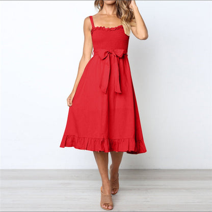 Sleeveless Strapless Ruffle Style Bow Tie Chest Sexy Mini Dress