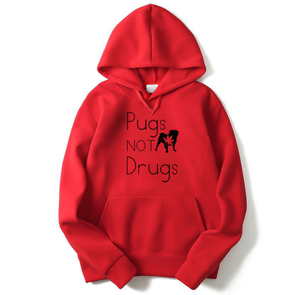 Pugs Not Drugs Printed Graphic Hoodies