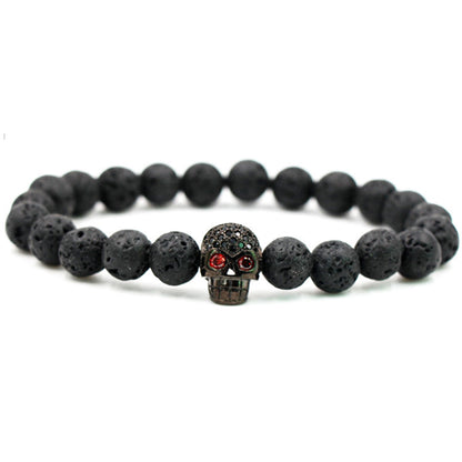Unisex Skull Charm Bracelet – Copper Beaded Bracelet for Edgy & Everyday Wear