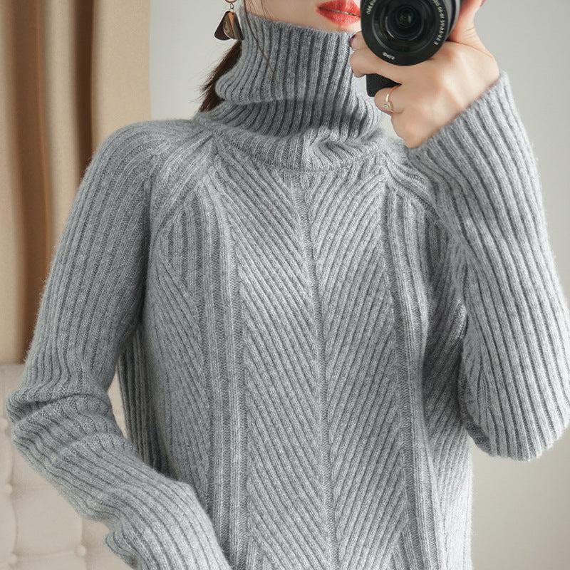 Cozy Blue Turtleneck Sweater for Effortless Winter Holiday Style