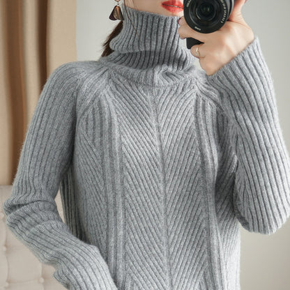 Cozy Blue Turtleneck Sweater for Effortless Winter Holiday Style