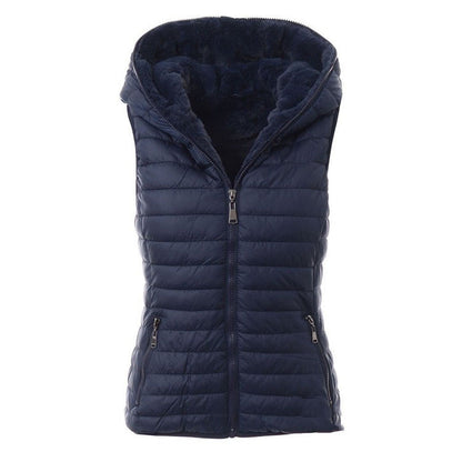 Spring Autumn Style Sleeveless Warm Hooded Vest Coat