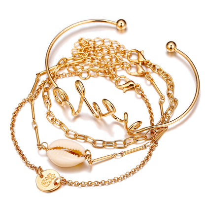 4-Piece Women’s Alloy Bracelet Set – Stackable Bracelets for Everyday & Special Occasions