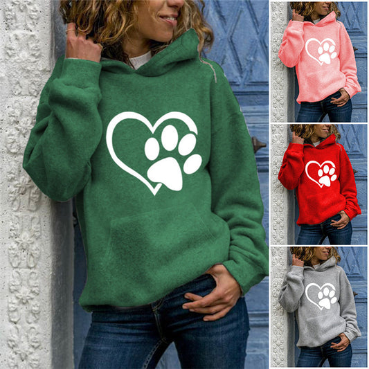 Printed Round Neck Hooded Sweater – Cozy & Stylish