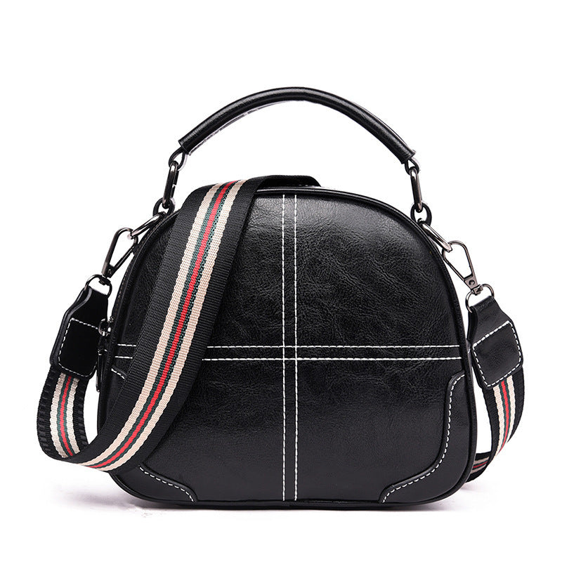 Women's Oval Shoulder Bag Smooth PU Leather Trendy