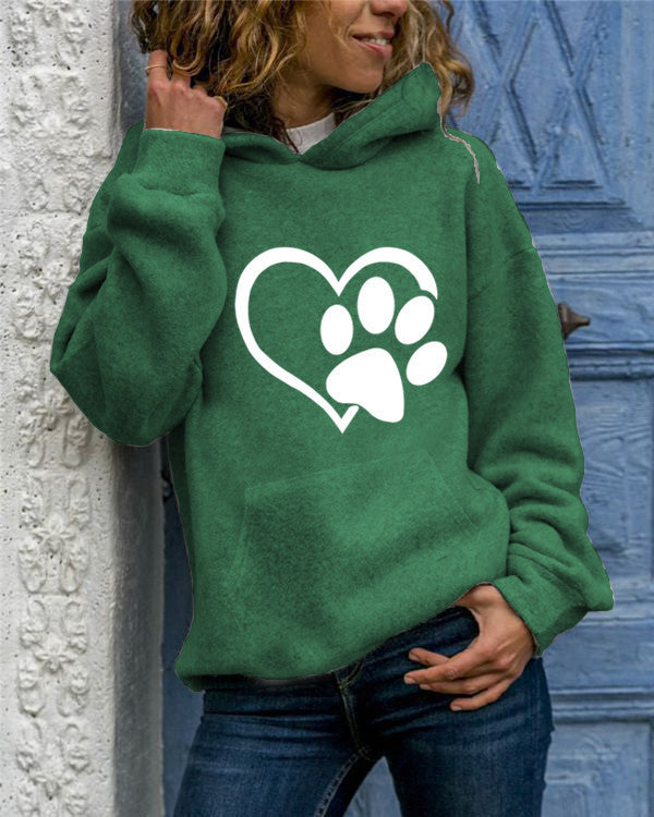 Printed Round Neck Hooded Sweater – Cozy & Stylish