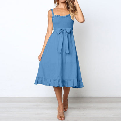 Sleeveless Strapless Ruffle Style Bow Tie Chest Sexy Mini Dress