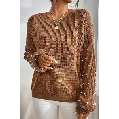 Cozy Solid Color Knit Pullover – Warm Acrylic Winter Sweater for Women