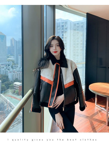 Urban Chic Artificial Mink Leather Fur Motorcycle Jacket – Jackets for Women & Street Style Outfits